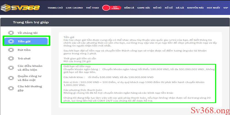 Nạp Tiền Sv368 - Hướng Dẫn Nạp Tiền Nhanh Chóng Tại Sv368 3 Lưu ý nạp tiền